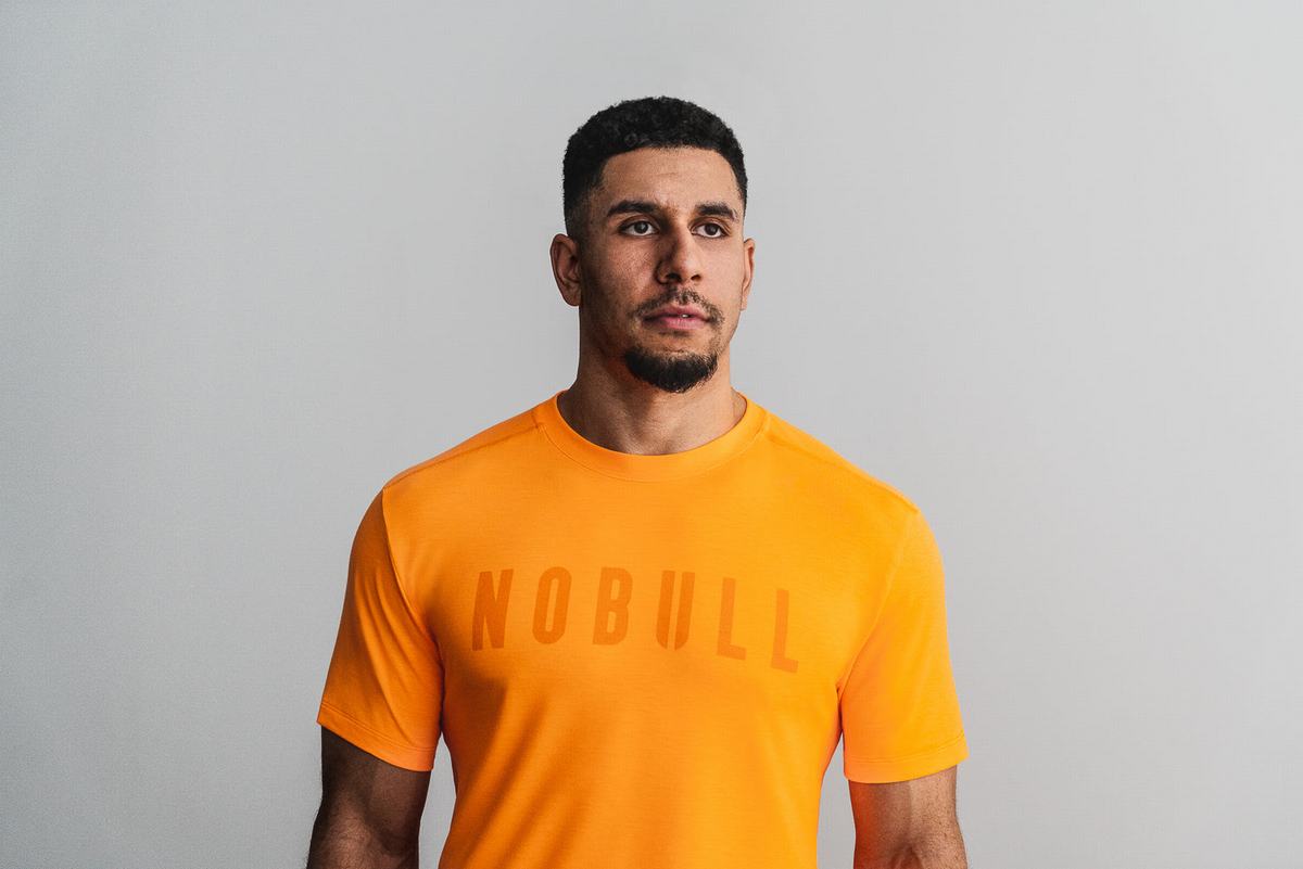 Nobull Men's T Shirts Orange | Australia (BI5027)